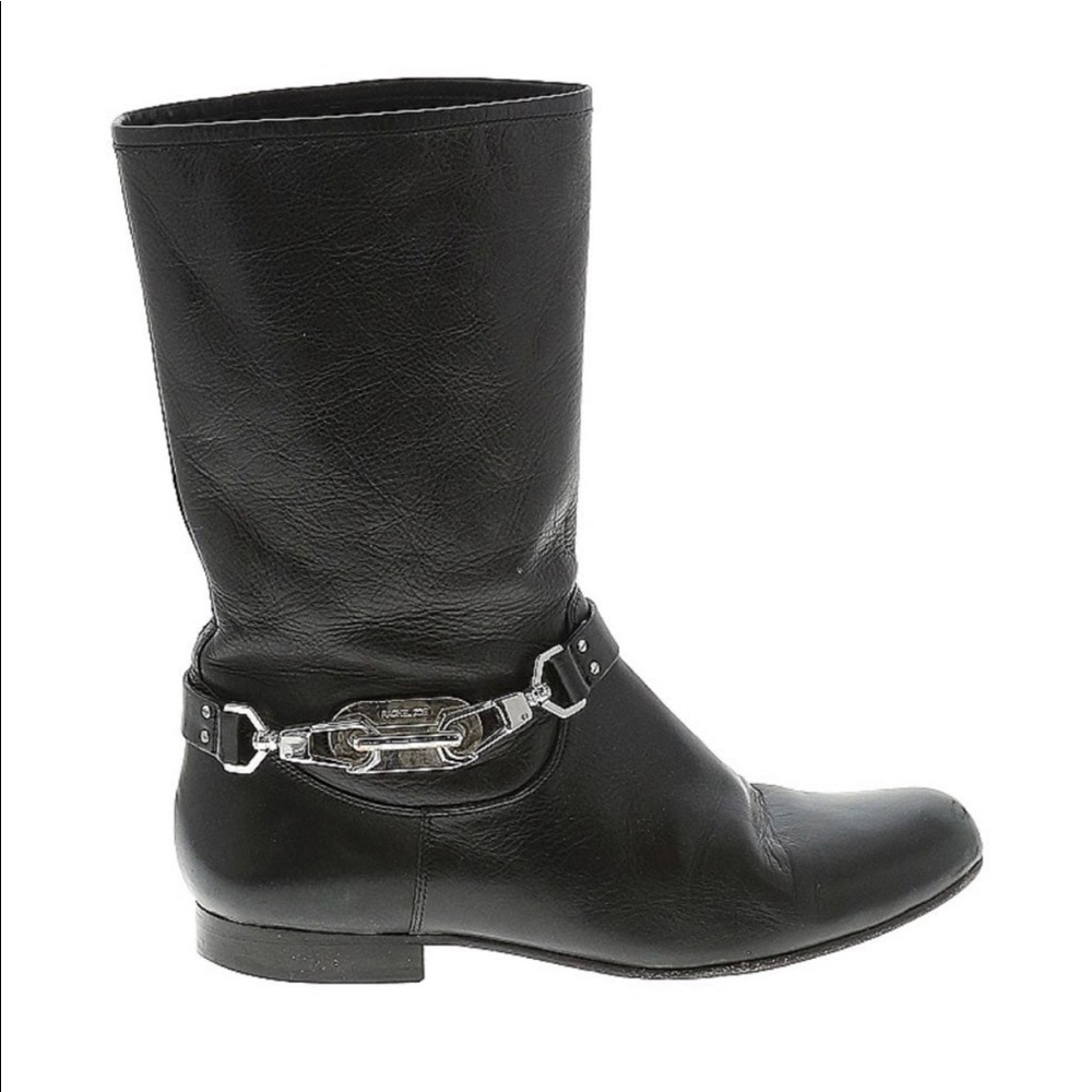 Rachel Zoe black calf boots with silver metal hardware
